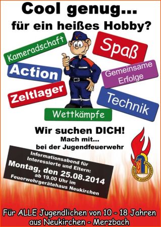 Plakat zum Informationsabend der Jugendfeuerwehr Neukirchen 2014