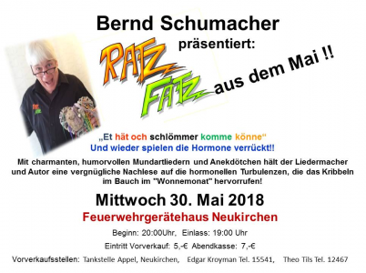 Plakat zur Mundartlesung Ratz Fatz aus dem Mai