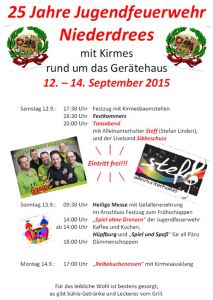 Flyer zum Feuerwehrfest in Niederdrees 2015