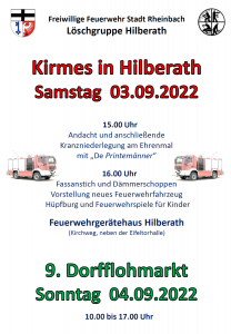 Plakat zur Kirmes in Hilberath 2022