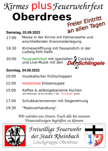 Plakat zum Feuerwehrfest in Oberdrees 2022